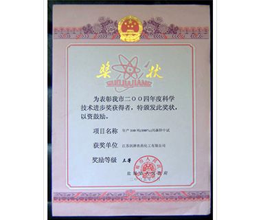 市科技进步奖荣誉证书