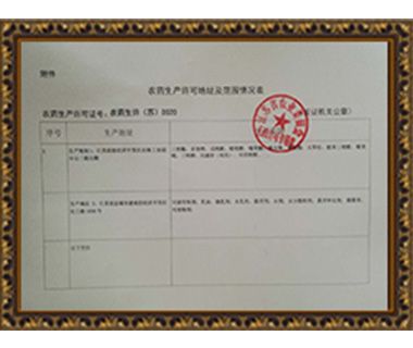 农药生产许可地址及范围情况表